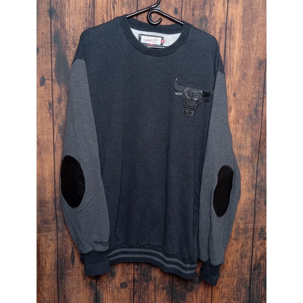 Mitchell & Ness Chicago Bulls Crew Neck Long Sleeve Sweatshirt Men's‎ 3XL Gray